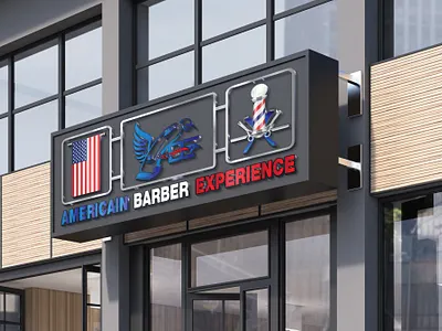 Americain Barber Experience ABE logo and sign for the shop custom logo design graphic design illustration logo professional typography vector
