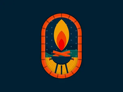 Guam BBQ Fireplace bbq logo bbq pit christmas fire fireplace flat illustration guam guam bbq guam christmas xmas