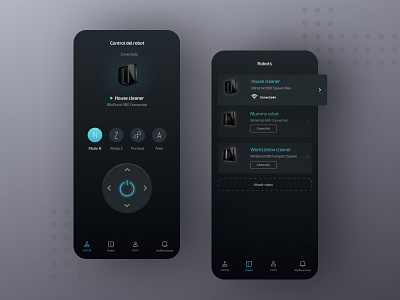 Cecotec Windroid App android app card conection controller dark ui design ios list management minimalism tab bar ui ux vacuum cleaner