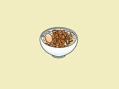 Taiwanese Braised Porkbelly Rice food illustration procreate