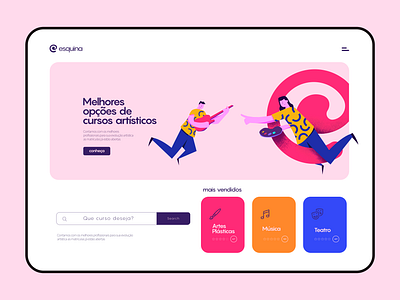 Esquina da arte UI Landing Page aplication brazil color courses design flat flat design flat design flat illustration illustration logo ui uidesign