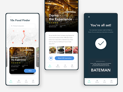 2 hour design challenge - book a reservation delivery food reservation ui