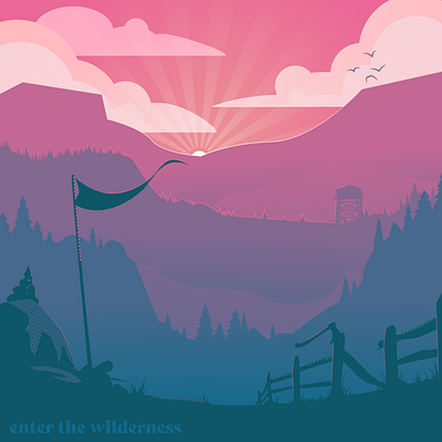 Enter The Wilderness design flat illustration landscape vector