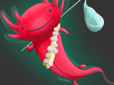 Axolotl adventurer adventure animal axolotl character creature cute design digital art drawing illustration painting procreate sea