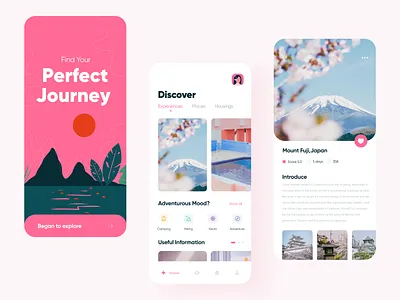 Travel app app application clean color concept design flat golden grid illustration interface travel app trip typography ui website