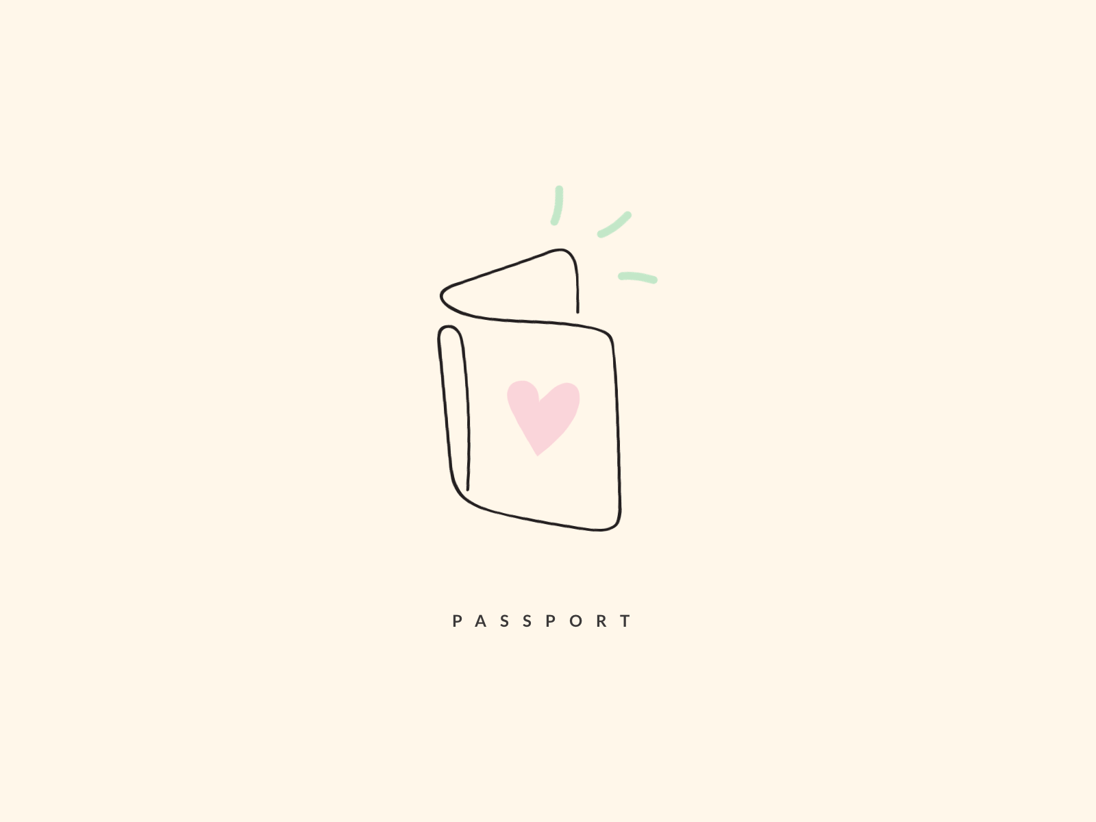 One Line Icon - Passport animation hand drawn icon design illustrator logo one line passport pastel ui vector