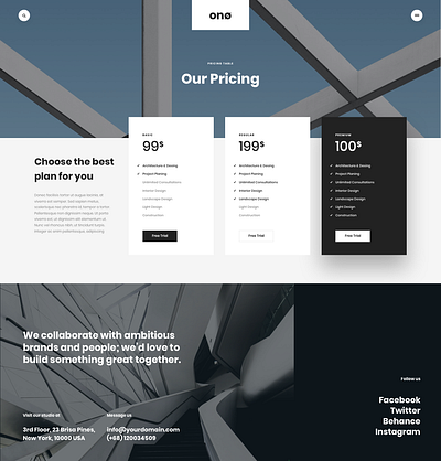 ONO - Architecture WordPress Theme architacture business creative design gallery portfolio pricing webdevelopment wordpress wordpress design wordpress development wordpress theme