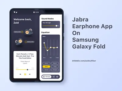 Jabra Earphone App On Samsung Galaxy Fold galaxy fold jabra mobile app mobile apps product design samsung uidesign uxdesign