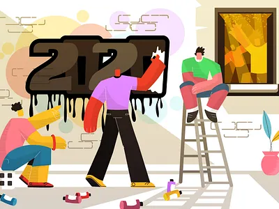 New Year 2020 Illustration cartoons character colorful colours corporate branding illustration inspiration new year painting people ui ux vector