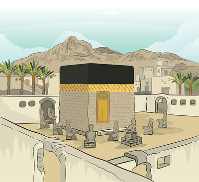 Ka ba Fathul Mekah ilustration sketch vector