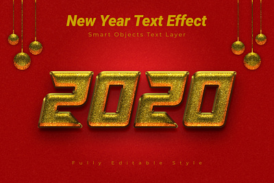 New Year Text Effect 2020 trend 3d alphabet art background effect font gold letter mockup photoshop sketch style text texture typography