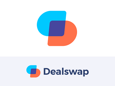 Dealswap Logo brand identity logos creative branding deal swapping barter icon technology online marketing c2c customer modern bold bright overlap mark play playful fun purple blue orange colors symbol clean monogram