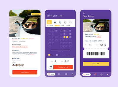 Movie Ticket Booking Application app design illustration movies ticket app ticket booking ui ui ux uidesign uiuxdesign ux