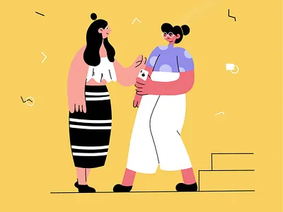 Friendship Goal 2019 art design drawing friendship girls illustraion interface ui yellow