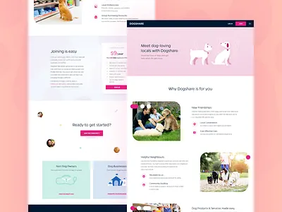 Dogshare Web Design app australia community dog dogs icon illustration landing page landing page design landingpage owner ui uiux web web design webdesign zoo