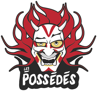 Les Possèdés illustration improv improvisation kabuki logo mask vector