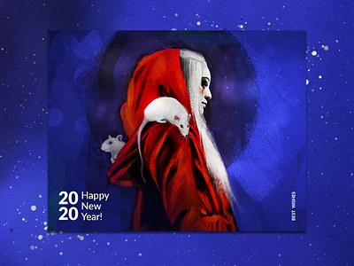 Happy New Year! artwork dark theme illustration postcard postcard design poster wacom