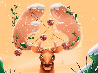 happy new year 2020 character christmas cold deer illustration new year reindeer stillframe vector winter