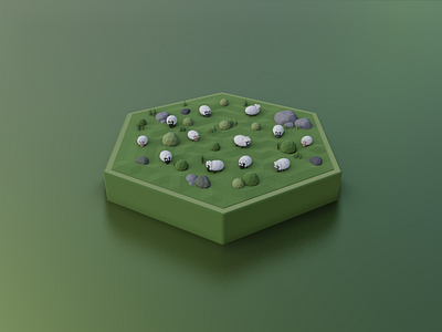 Sheep (Catan #2) 3d blender blender 3d board game catan design diorama isometric low poly lowpolyart