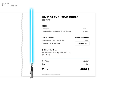 Daily UI N°17 : Email Receipt dailyui design email receipt starwars ui ux work