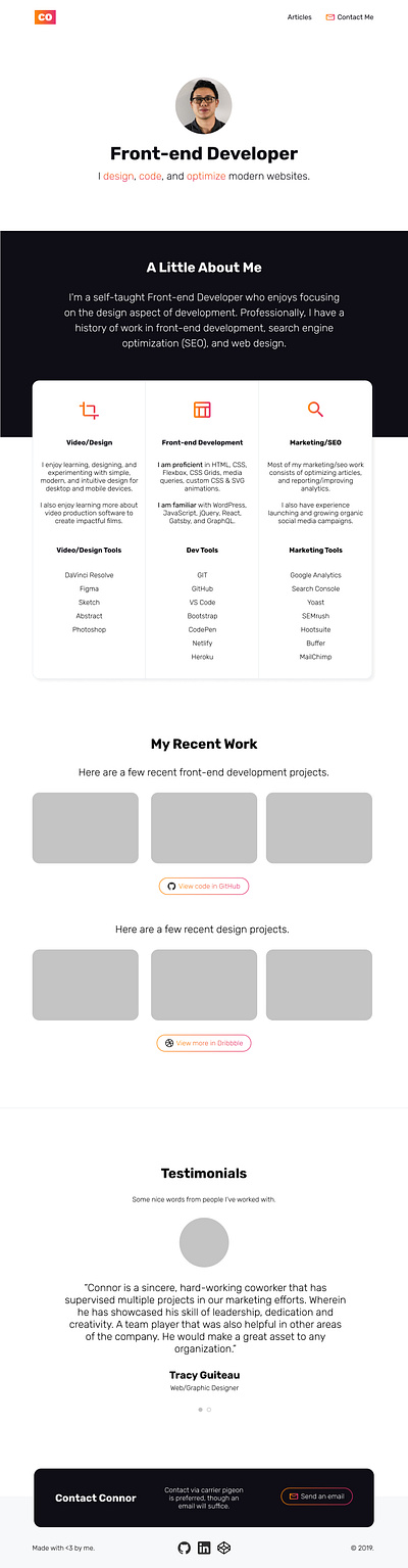 My Portfolio Homepage figma front end developer portfolio