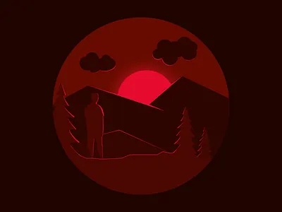 Adios 2019 2019 2020 clouds dark design good bye icon illustration illustrator man minimal mountains new year night red simple sun sunset vector year end