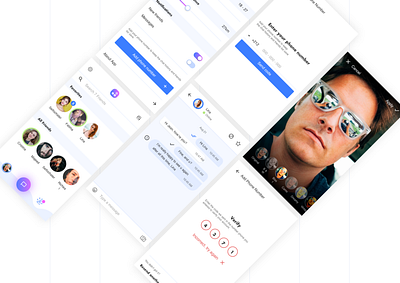 SelfoChat blue chat chat app design purple selfie ui ux