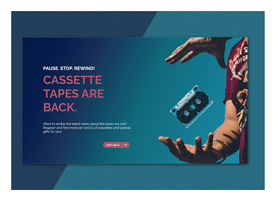 Landing page adobexd app cassettes challenge dailyui design landing landing page ui uichallenge uidesign uxdesign vintage
