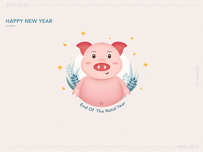 End of the natal year 2019 design illustration natal yaer new year pig piggy