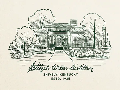 Stitzel-Weller Distillery bourbon distillery illustration ipad kentucky line art typography whiskey