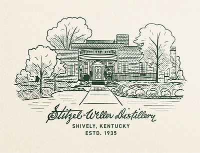 Stitzel-Weller Distillery bourbon distillery illustration ipad kentucky line art typography whiskey