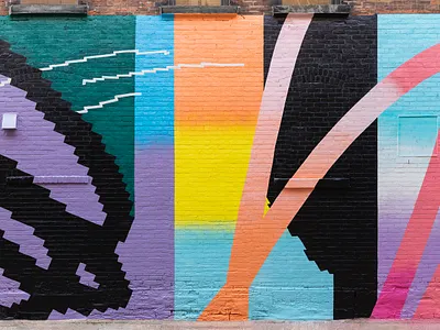 Bright Walls Mural Collaboration abstract bright mural design street art