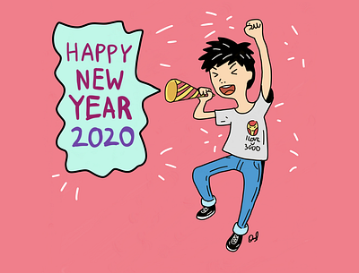 Happy New Year 2020 2020 art cartoon drawing happy new year illustration new year 2020