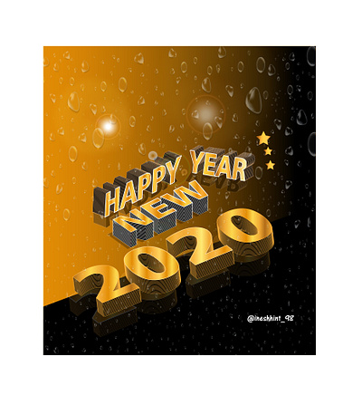 Happy New year card 2020 animation app artist design design art follow illustration illustrator like logodesign newyear typography ux