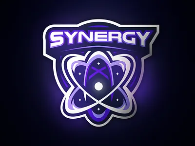 Atom symbol logo athayadzn atom atom logo atomic branding design esports gaming gaminglogo illustration logo mascot logo purple sports logo synergy vector