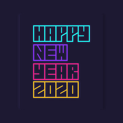 New Year 2020 2020 geometric art geometric design happy new year neon light neumorphism typogaphy