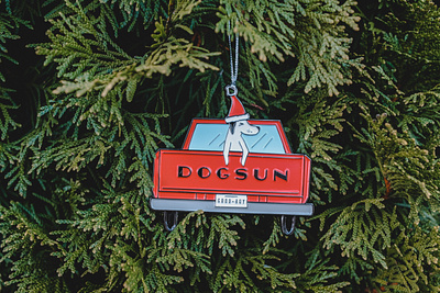 Dogsun Christmas Ornament datsun dog dogsun enamel good boy ornament pickup truck