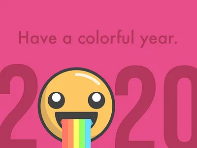 Happy New Year 2020 2020 color dribbble dribbble logo emoji flat illustration new new year rainbow rainbowemoji