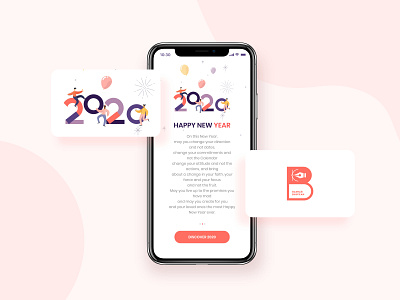 Happy New year 2020 app app ui happy new year uiux