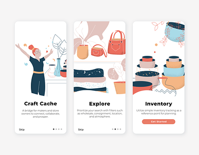 Onboarding Craft App app business app craft illustration onboarding palette people screens texture ui user interface ux ui vector