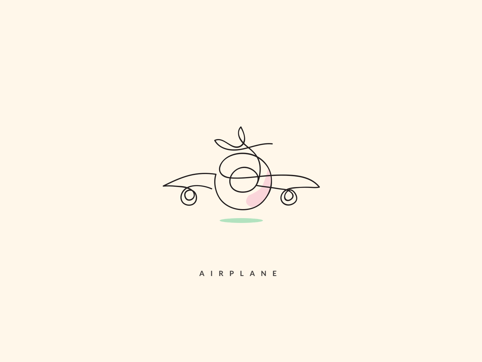 One Line Icon - Airplane animated icon feminine hand drawing hand drawn icon line icon minimal one line oneline onliner pastel simple simplistic travel ui visual design wanderlust