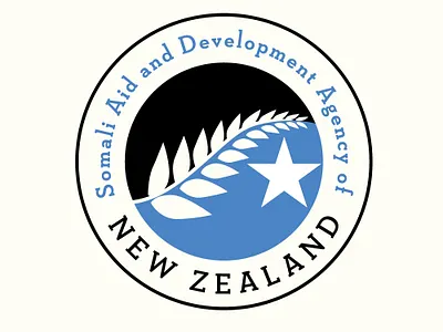 SADANZ black blackletter fern illustration new zealand ngo round somalia star