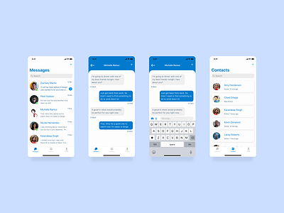 IOS Messenger App - UI/UX adobe xd app apple blue design ios iphone messenger mobile native sketch ui ui design ux