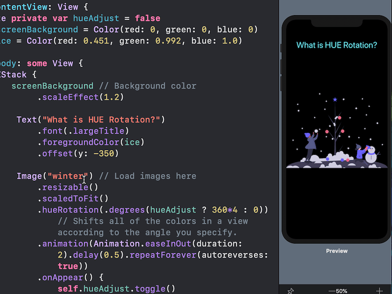 SwiftUI: Understanding HUE Rotation hue rotation animation hue rotation effects swiftui swiftui image effects swiftui visual effects