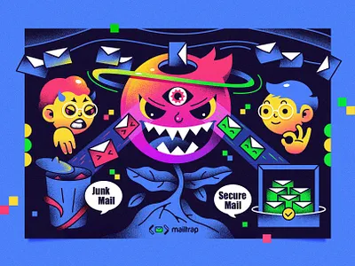 SA9527 - Redesign Concept Banner 27 box character clean concept design developer emails flat flower graphic illustration positive simple staging test vivid