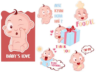 Baby's Love Emoji Stickers cartoon cute design dribbble emoji emojiexperts expressions lovable set stickers