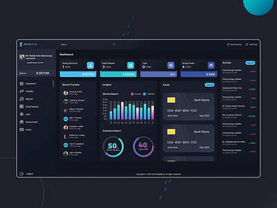 Banking Dashboard UI adobe photoshop bank banking banking app banking website dark ui dashboard design dashboard ui data design finance performance ui ui designers web design company india website designer website development company