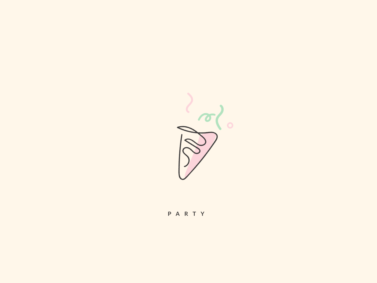 One Line Icon - Party / Confetti / Promotion animation confetti icon icon design illustration line icon logo minimal one line one liner oneline party pastel promotion simplistic travel typography vector visual design wanderlust