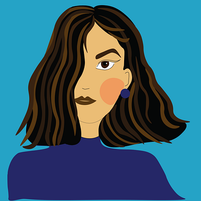 Girl in blue - A Self portrait design illustration