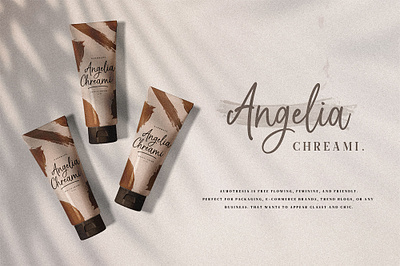 Angelia Chreami Packaging Cosmetic branding branding design cosmetic cosmetics design elegant feminine font handwritten logo modern packaging